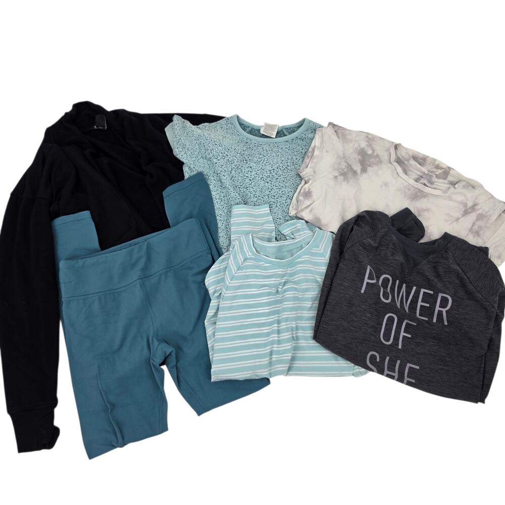 6 PC Lot Athleta Girl Multicolor Tops, Sweatshirt, Cardigan, & Legging Size L/12 - Picture 9 of 9